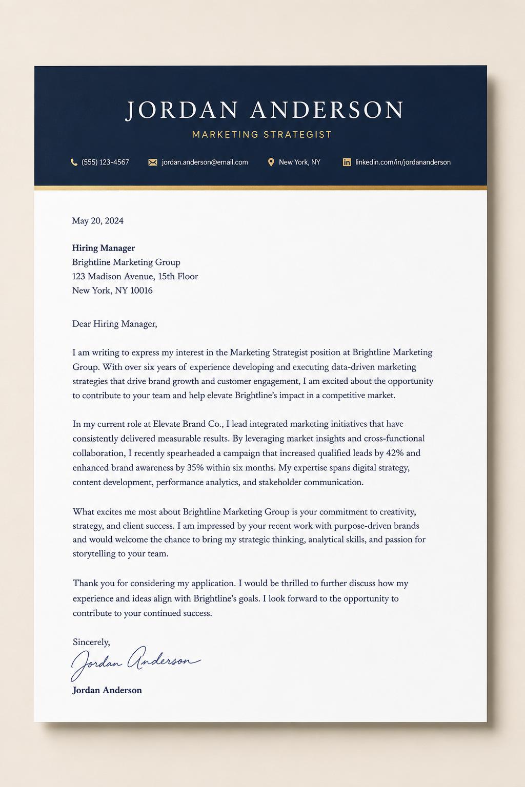 Cover letter — Marketing Strategist